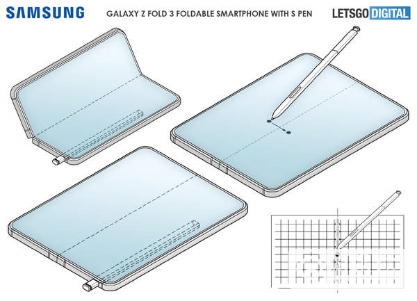 三星GalaxyZFold3专利曝光,Spen触控笔稳了!
