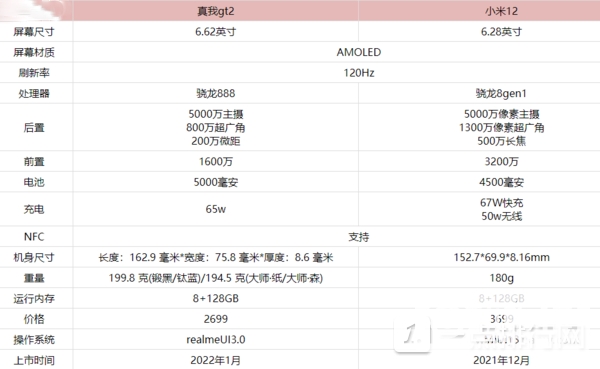 真我GT2和小米12区别-真我GT2和小米12哪一款更值得购买